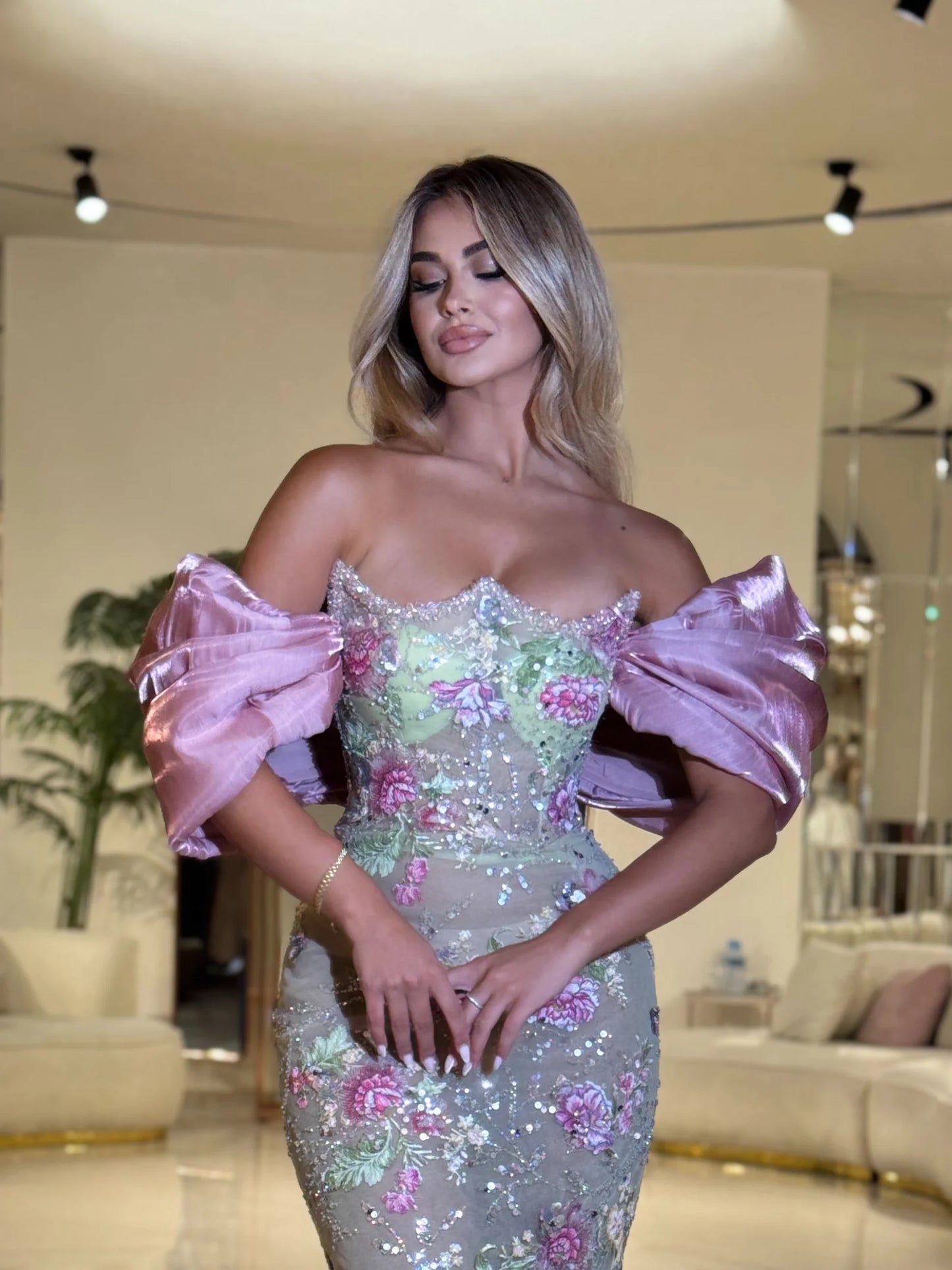 Freida Off Shoulder Floral Long Dress