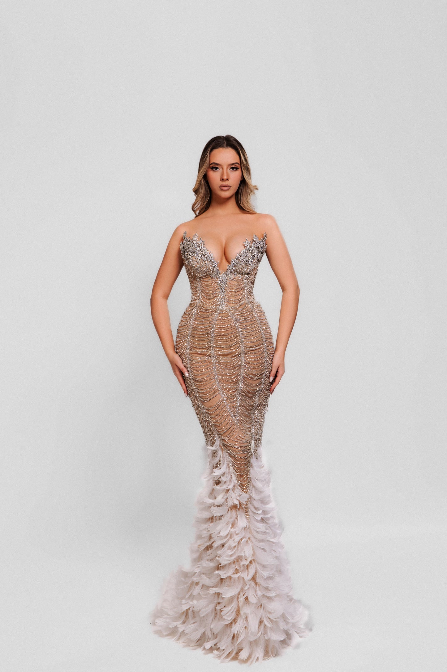 kayra feathers dress