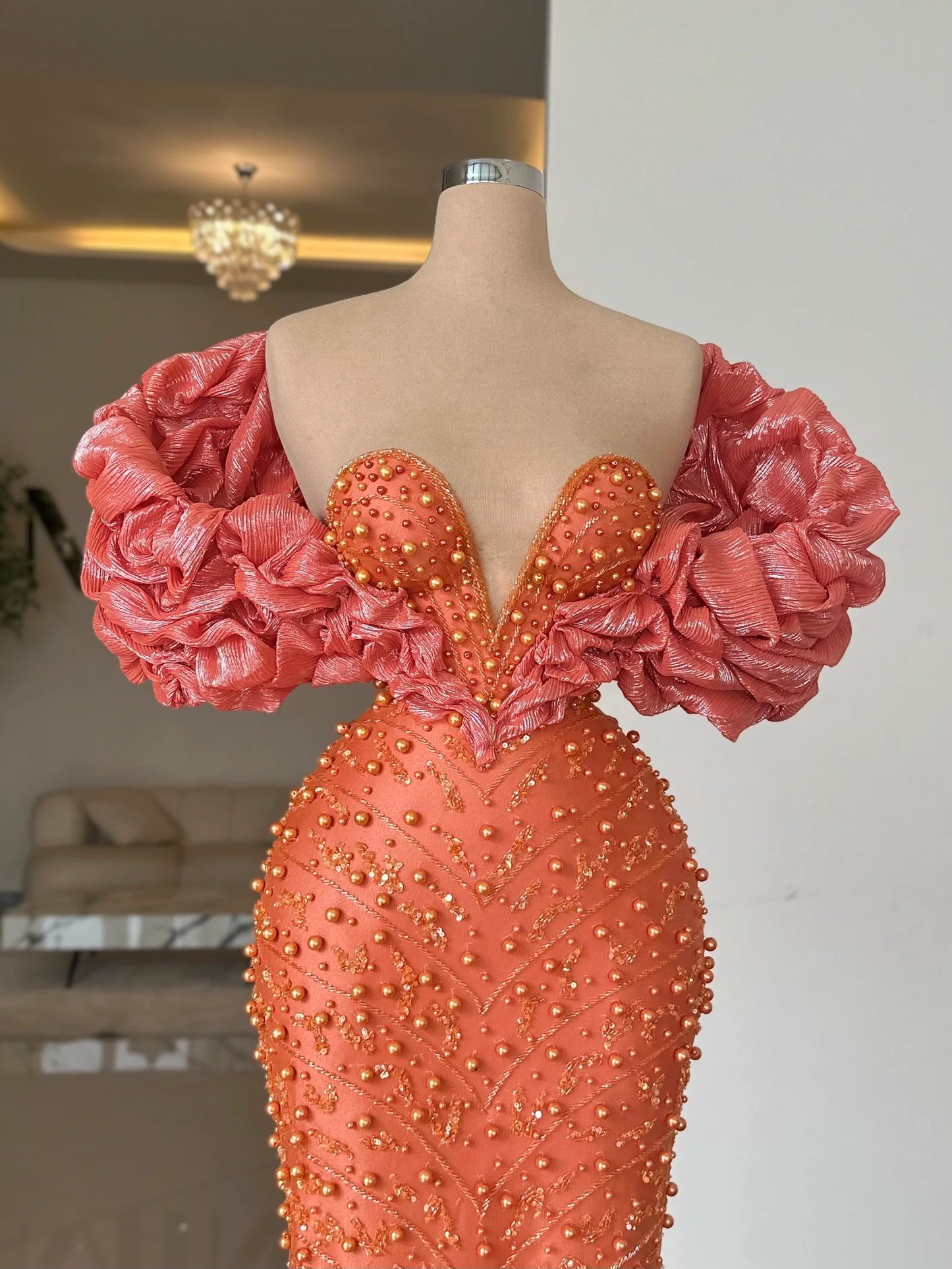 Naranja Orange Off-Shoulder Dress