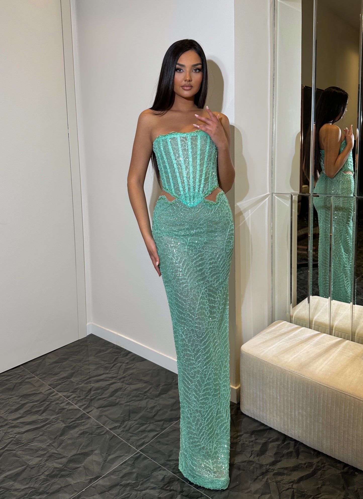 straight fitted mint dress