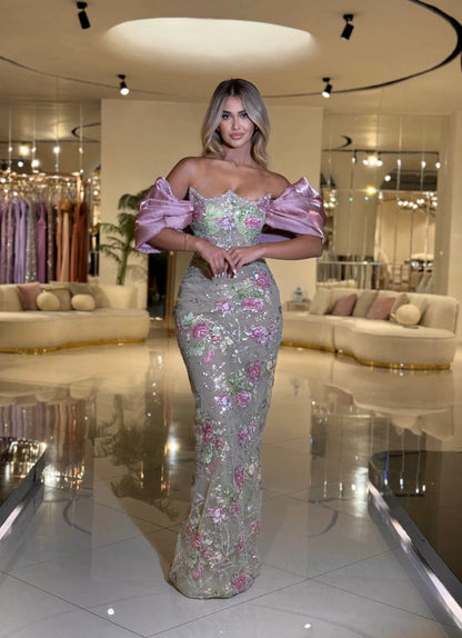 Freida Off Shoulder Floral Long Dress