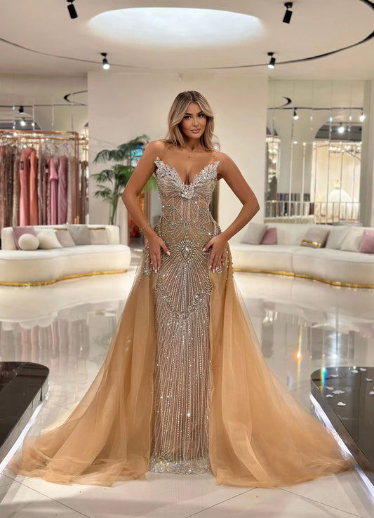 Heidi Nude Long Elegant Dress