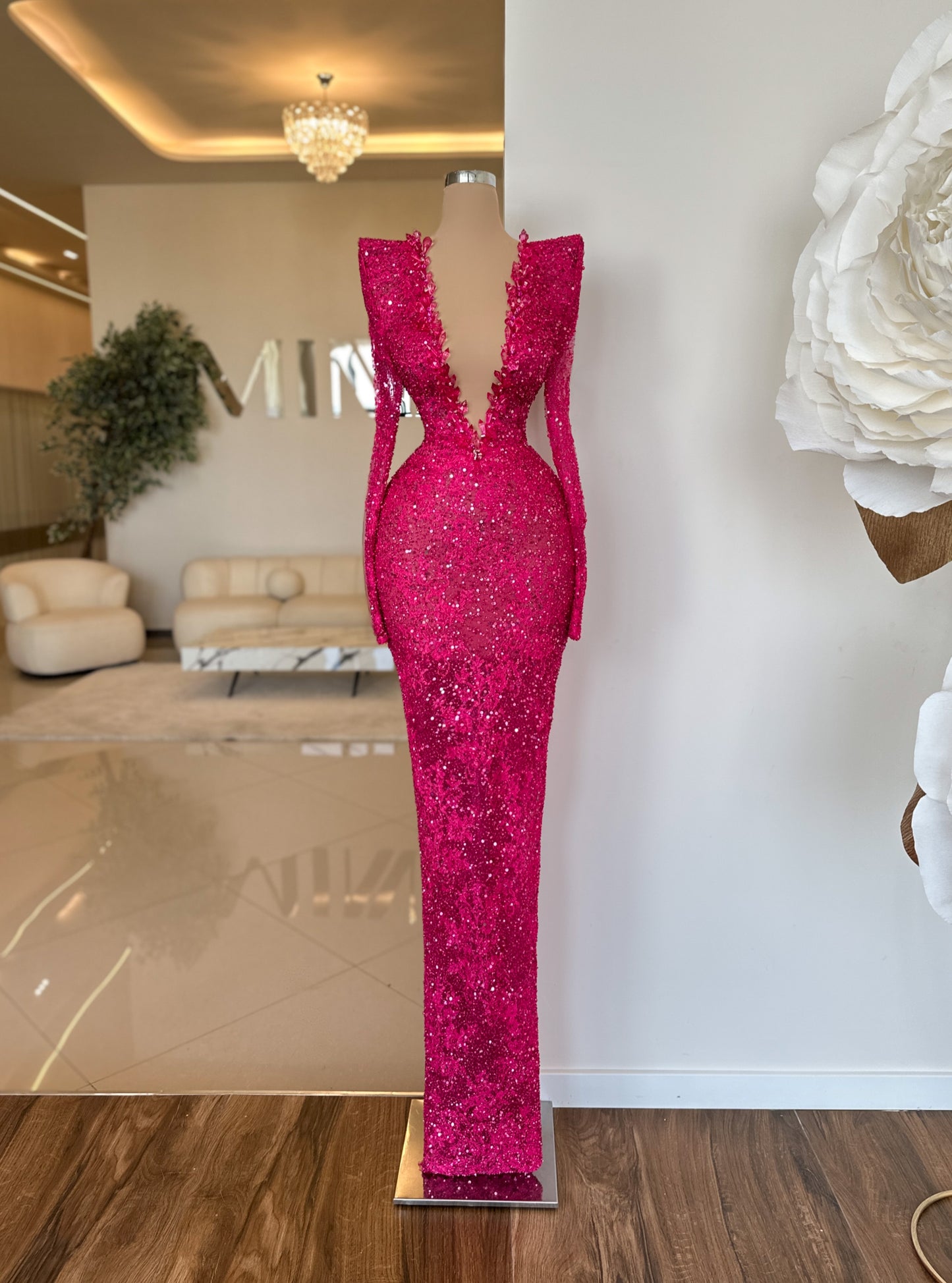 Long Pink Coctail Dress - Minna Fashion