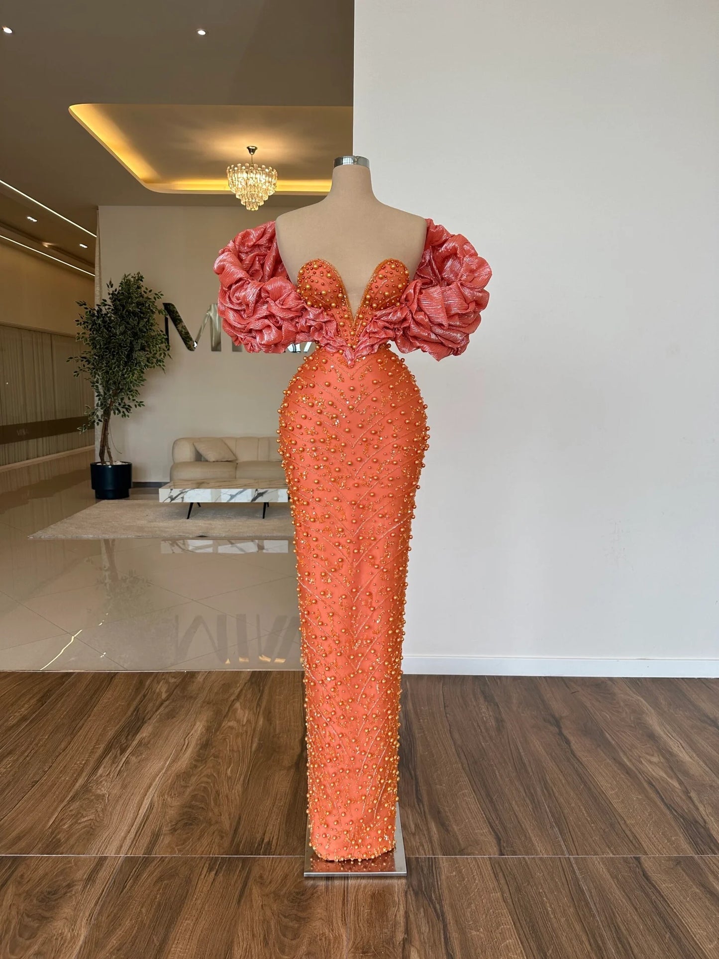 Naranja Orange Off-Shoulder Dress