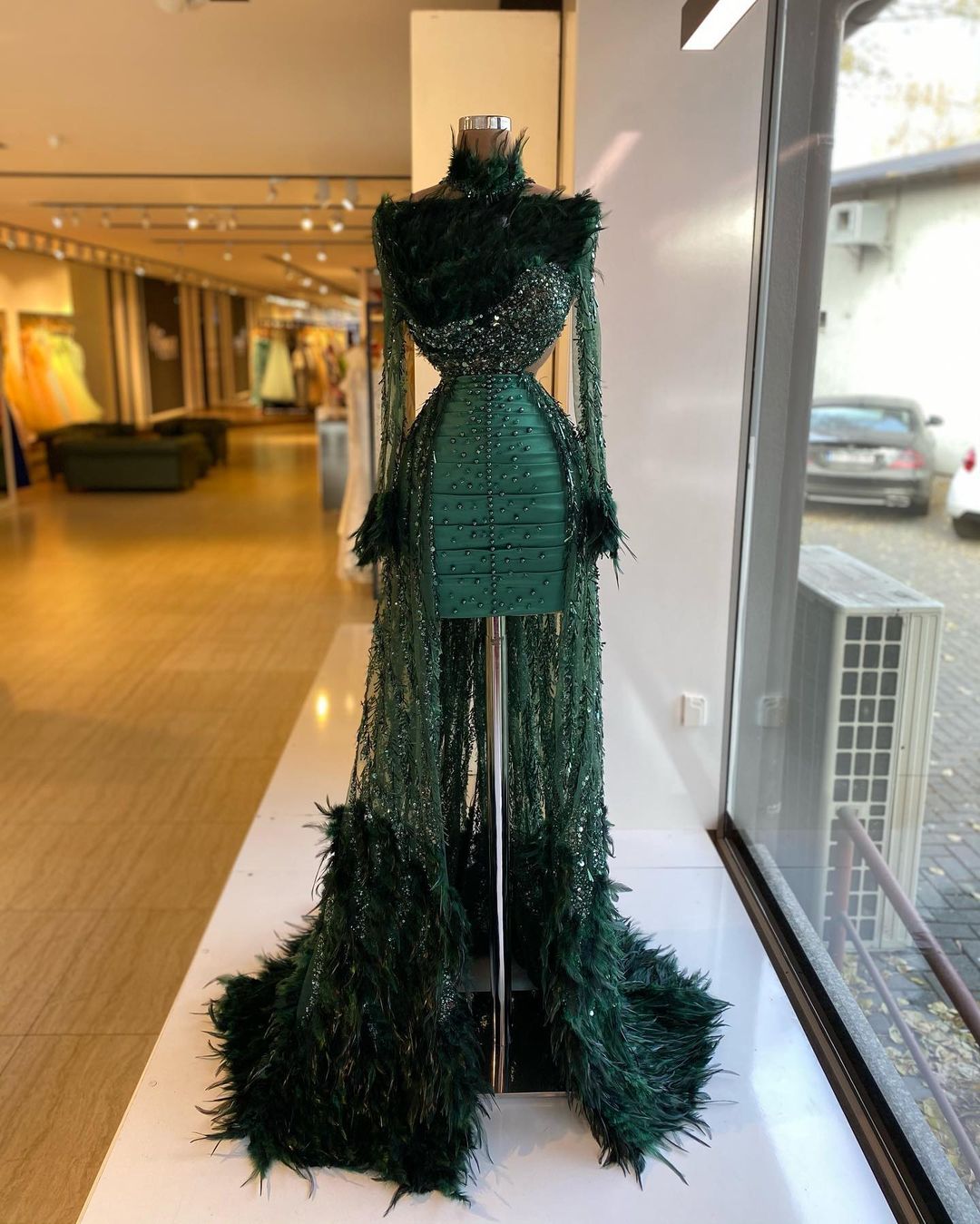 Cape Feather Dress - Minna Fashion