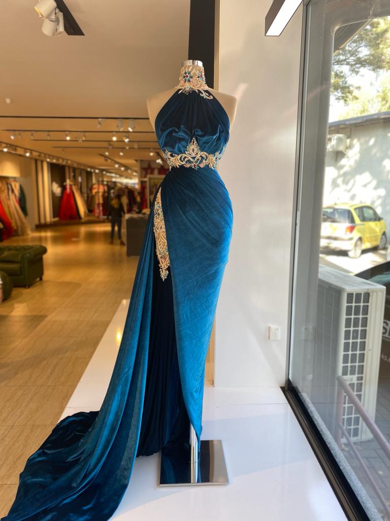 Blue draped dress - Minna Fashion