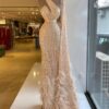 Nude Shiny Feather Dress - Minna Fashion
