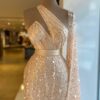 Nude Shiny Feather Dress - Minna Fashion