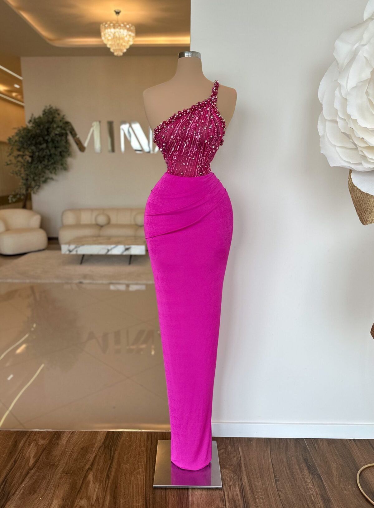 Long Pink Elegant Coctail Dress - Minna Fashion