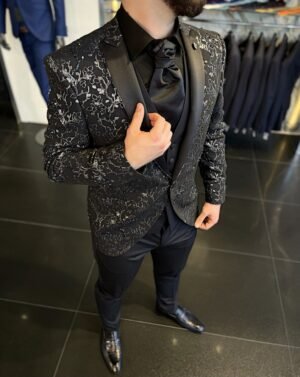 Shimmery Floral Black & Suit - Minna Fashion