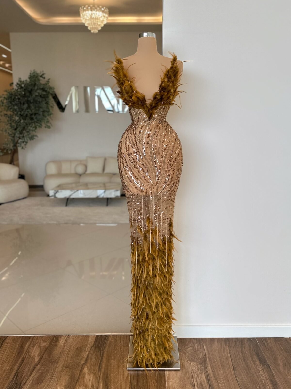 Miriam scaled haute couture dress