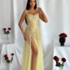 long evening dress with open slit