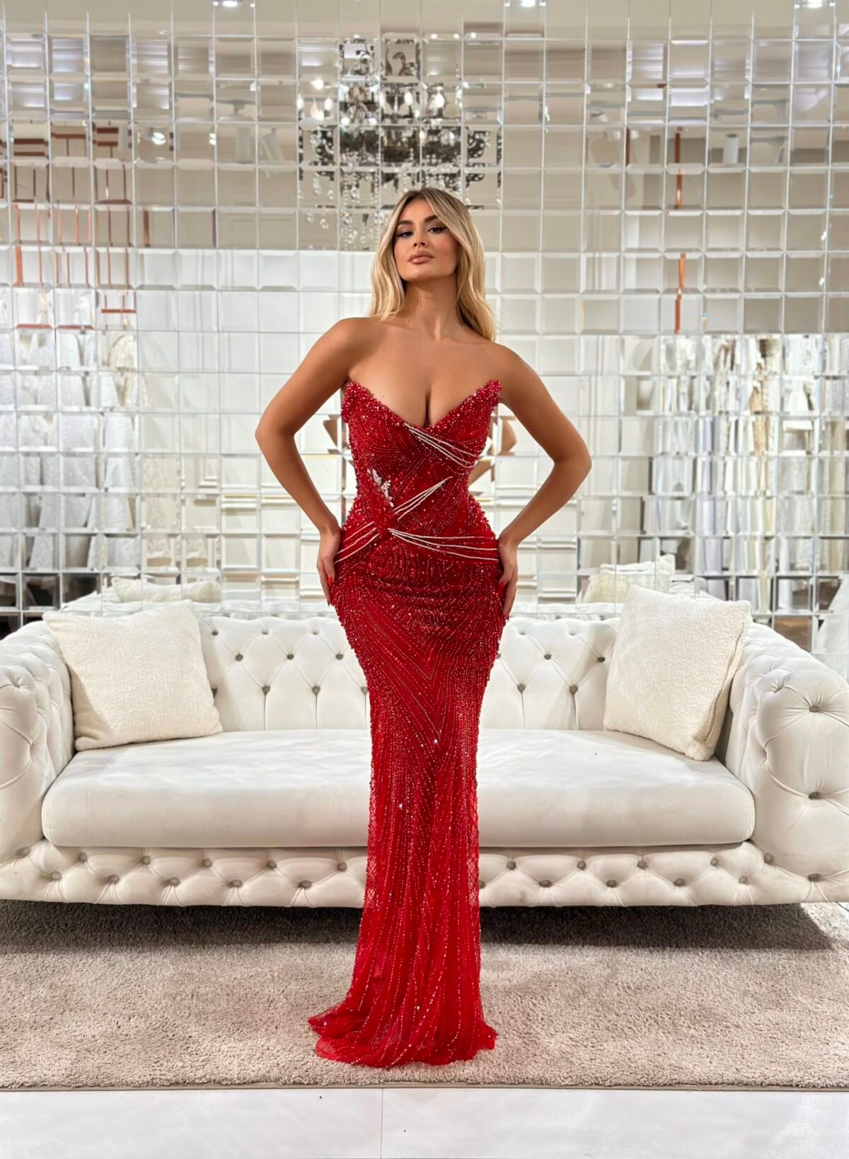 Astra Red 1 scaled haute couture dress