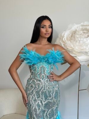 Minna Fashion long feathers dress