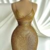 gold long evening dress