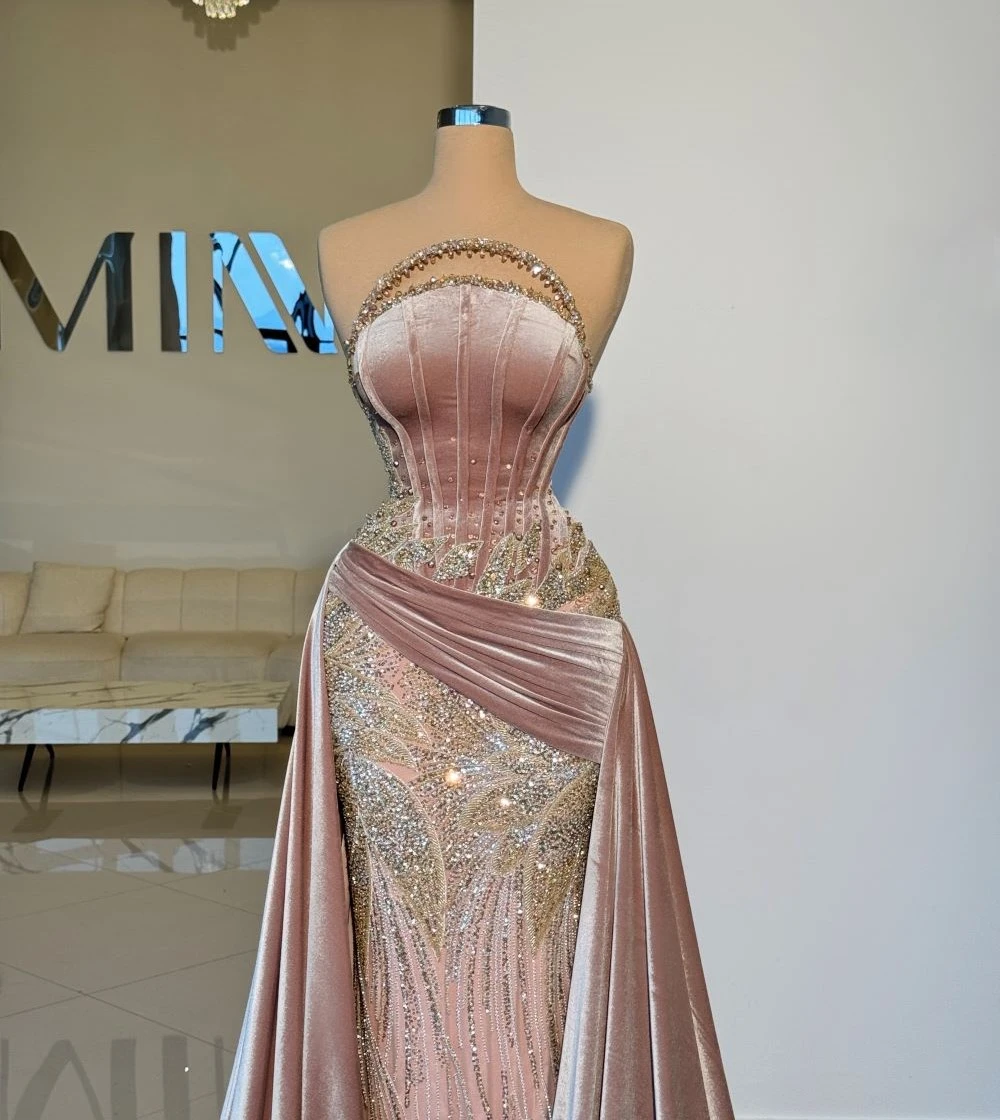 strapless long evening dress