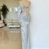 Marceline- Silver one-sleeve long dress