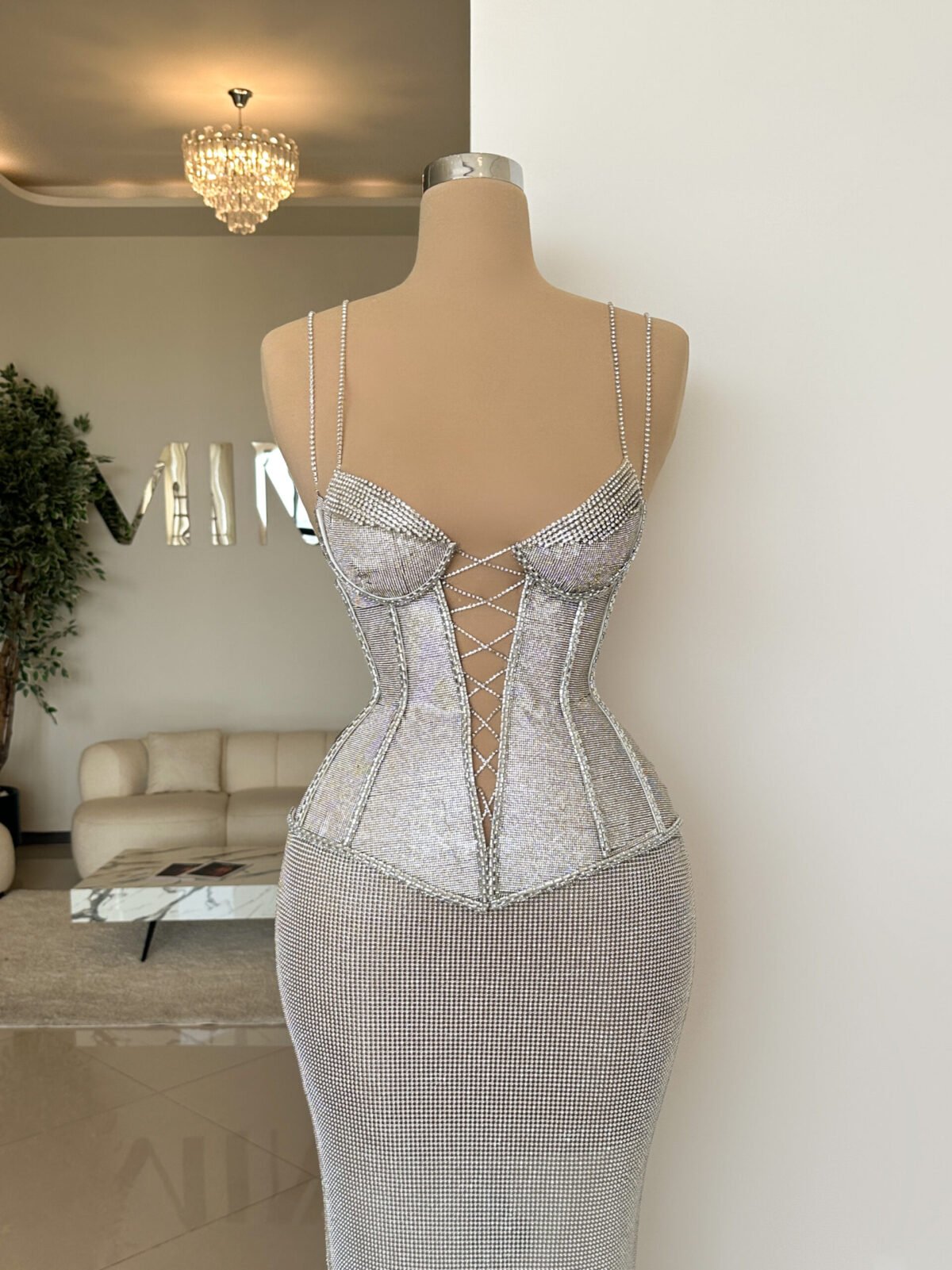 Praire- Long silver shimmering dress