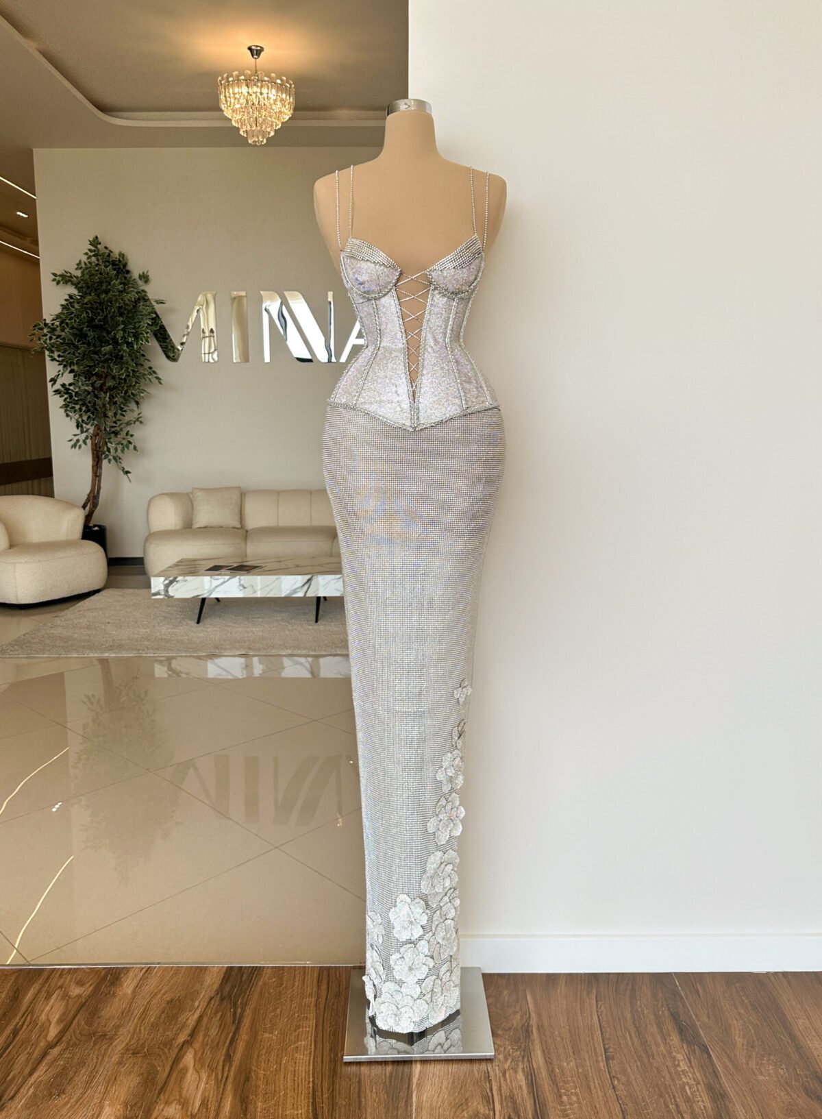 Praire- Long silver shimmering dress