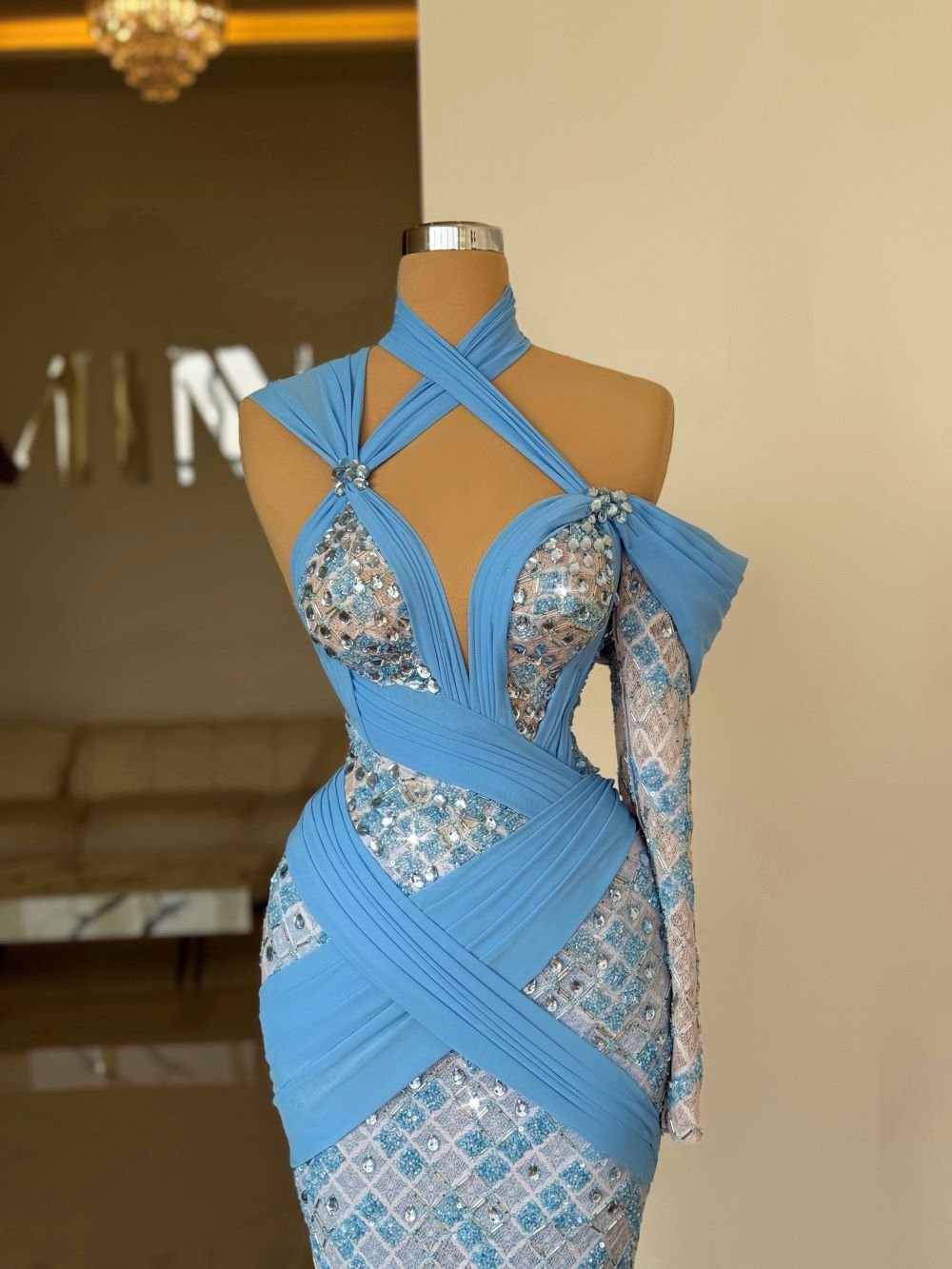 baby blue long dress